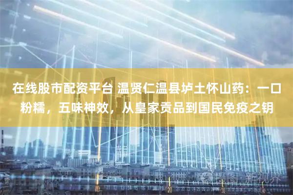 在线股市配资平台 温贤仁温县垆土怀山药：一口粉糯，五味神效，从皇家贡品到国民免疫之钥